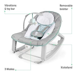 Ingenuity Keep Cozy 3-in-1 Grow with Me Vibrating Baby Bouncer, Seat & Infant to Toddler Rocker, Vibrations & -Toy Bar, 0-30 Months Up to 40 lbs (Weaver)