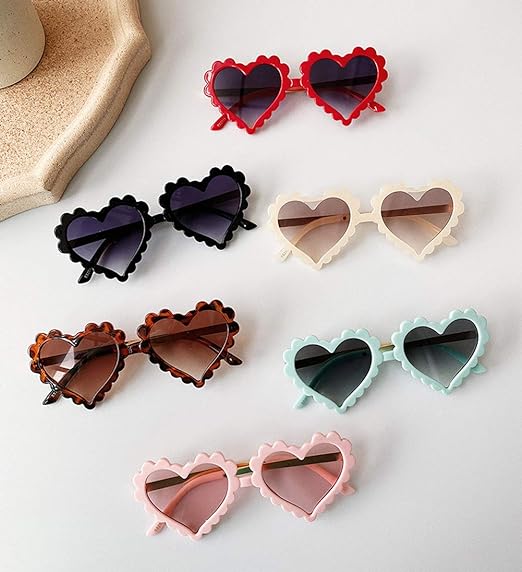 BULINGNA Kids Toddler Baby Girl Boy Heart Shaped Anti-UV Sunglasses, Eyewear Glasses for Party Photography Outdoor Beach 1-8T