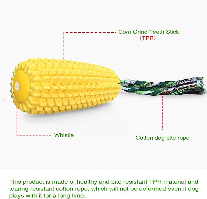 Carllg Dog Chew Toys for Aggressive Chewers, Indestructible Tough Durable Squeaky Interactive Dog Toys, Puppy Teeth Chew Corn Stick Toy for Small Meduium Large Breed