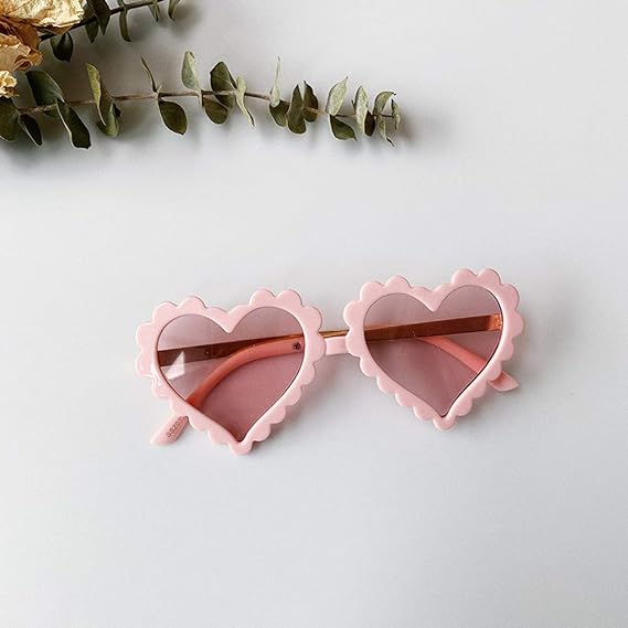 BULINGNA Kids Toddler Baby Girl Boy Heart Shaped Anti-UV Sunglasses, Eyewear Glasses for Party Photography Outdoor Beach 1-8T