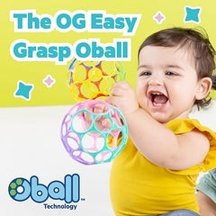 Bright Starts Oball Easy-Grasp Rattle BPA-Free Infant Toy in Teal, Age Newborn and up, 4 Inches