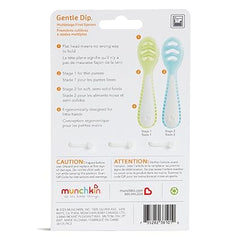 Munchkin® Gentle Dip™ Multistage First Spoon Set for Baby Led Weaning, Self Feeding, Solids & Purees, 3 Pack, Blue/Green