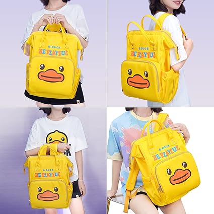 Yellow Duck Diaper Bag Backpack,Mummy Bag- Casual Daypack with Exquisite Details, Large Capacity Design Cartoon Backpacks for Girls, Multipurpose Backpack, Suitable for All Bao Ma