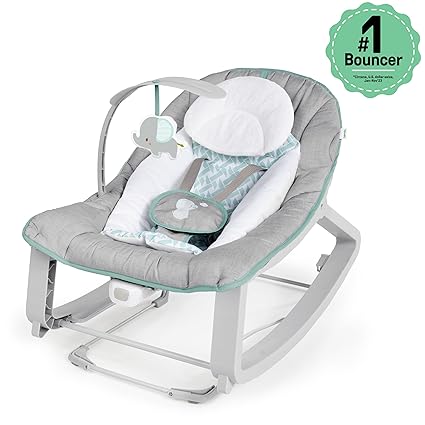 Ingenuity Keep Cozy 3-in-1 Grow with Me Vibrating Baby Bouncer, Seat & Infant to Toddler Rocker, Vibrations & -Toy Bar, 0-30 Months Up to 40 lbs (Weaver)