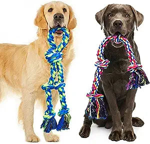 Dog Rope Toys for Large and Medium Aggressive Chewers, 2 Pack Heavy Duty Dog Rope Toy for Large Breed, Indestructible Dog Chew Toys, Tug of War Dog Toy, 100% Cotton Teeth Cleaning