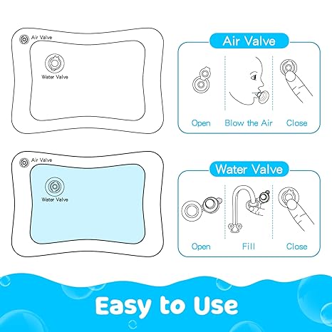 Tummy Time Water Mat 丨Water Play Mat for Babies Inflatable Tummy Time Water Play Mat for Infants and Toddlers 3 to 12 Months Promote Development Toys Cute Baby