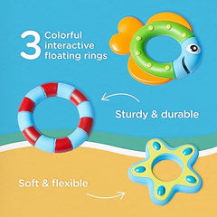 Nuby Floating Octopus Toy with 3 Hoopla Rings - BPA Free Baby Bath Toy for Boys and Girls - 18+ Months - Purple (Pack of 1)