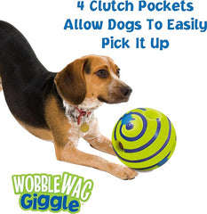 Wobble Wag Giggle Ball, Interactive Dog Toy, Fun Giggle Sounds When Rolled or Shaken, Pets Know Best, As Seen On TV