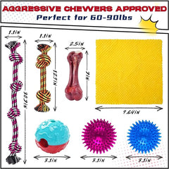 Zeaxuie Heavy Duty Various Dog Chew Toys for Aggressive Chewers - 9 Pack Value Set Includes Indestructible Rope Toys & Squeaky Toys for Medium, Large & X-Large Breeds (for Regular Chewers)