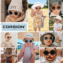 COASION Baby Polarized Round Sunglasses Flexible Rubber Shades with Strap for Toddler Newborn Infant Ages 0-24 Months