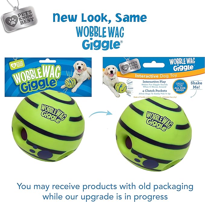 Wobble Wag Giggle Ball, Interactive Dog Toy, Fun Giggle Sounds When Rolled or Shaken, Pets Know Best, As Seen On TV